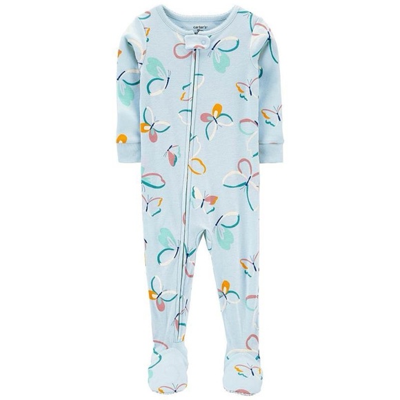 Carter’s Toddler Girls’ Footed Sleeper Pajamas – Butterfly Print Size 3T - Picture 1 of 8
